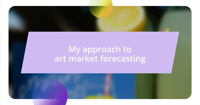 My approach to art market forecasting