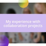 My experience with collaboration projects